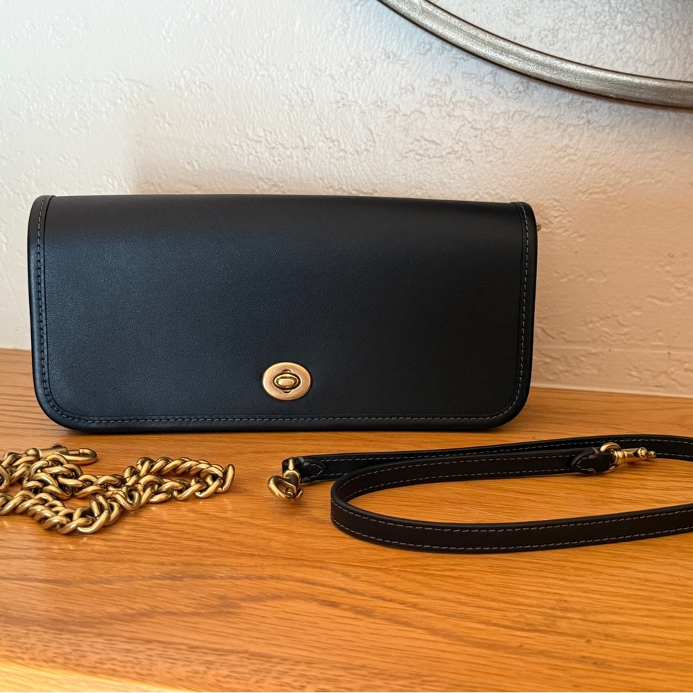 Coach Originals Dinky Leather Shoulder Bag Black W/ Short Chain Strap CW641